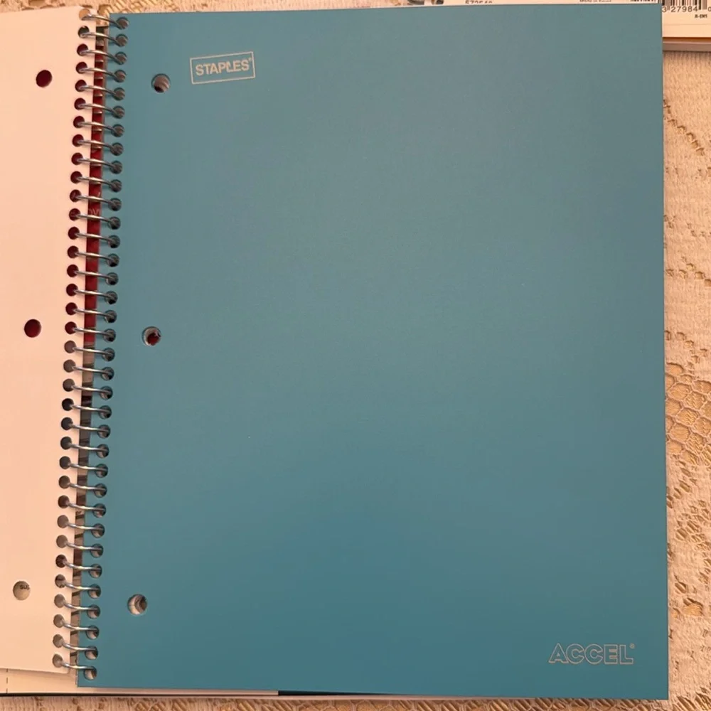 Staples Accel Durable Cover College Ruled Notebook 100 Pgs 1-subject Teal New